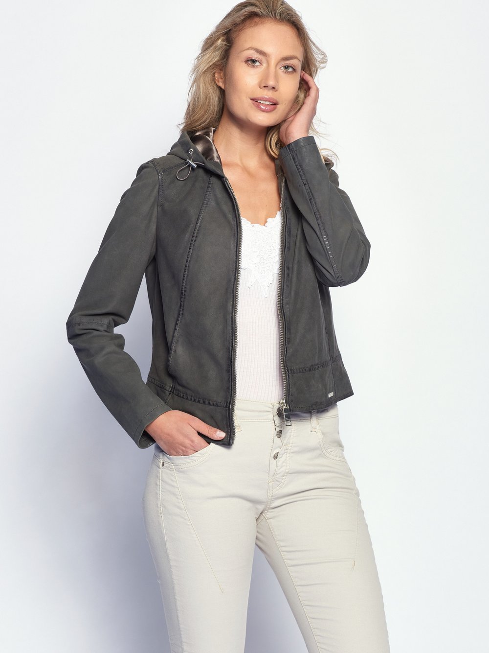 Thumbnail - Maze Lederjacke Damen blau, XL