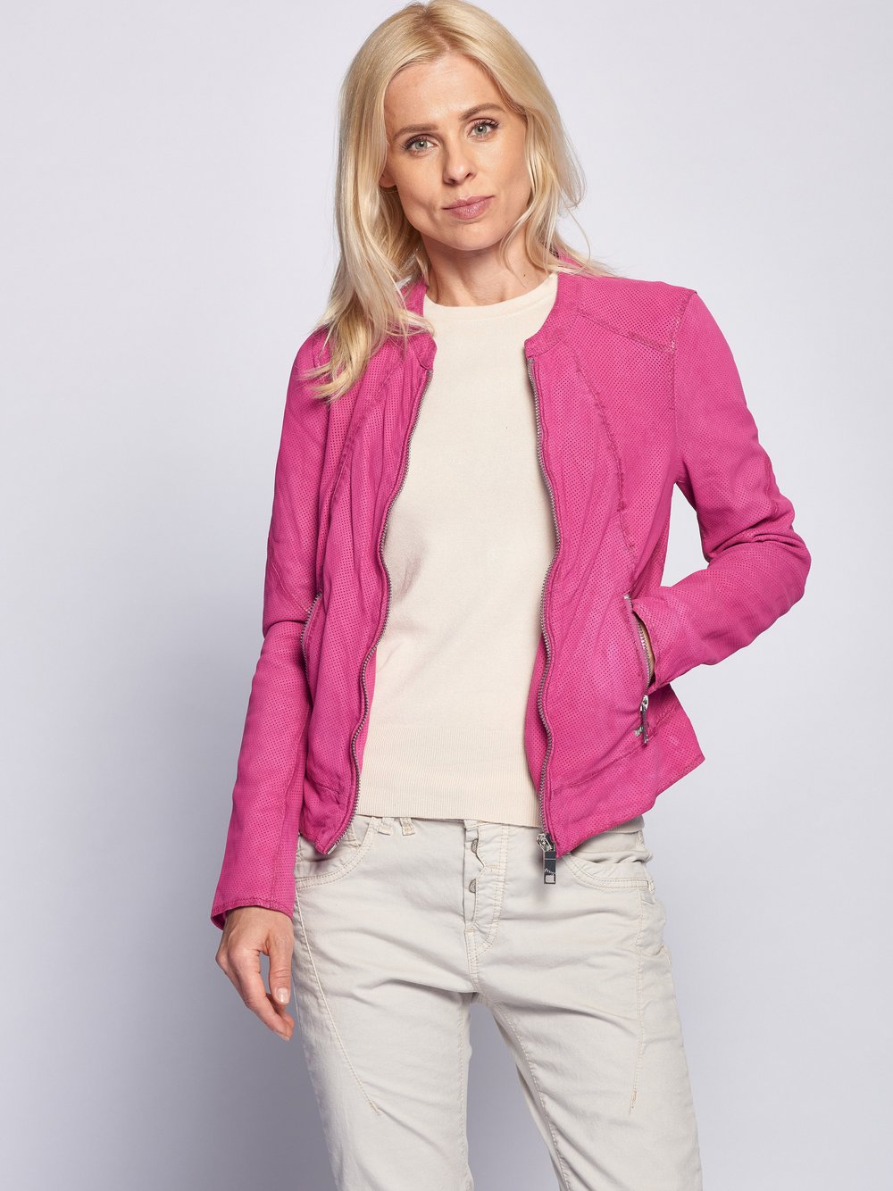 Thumbnail - Maze Lederjacke Damen pink, M