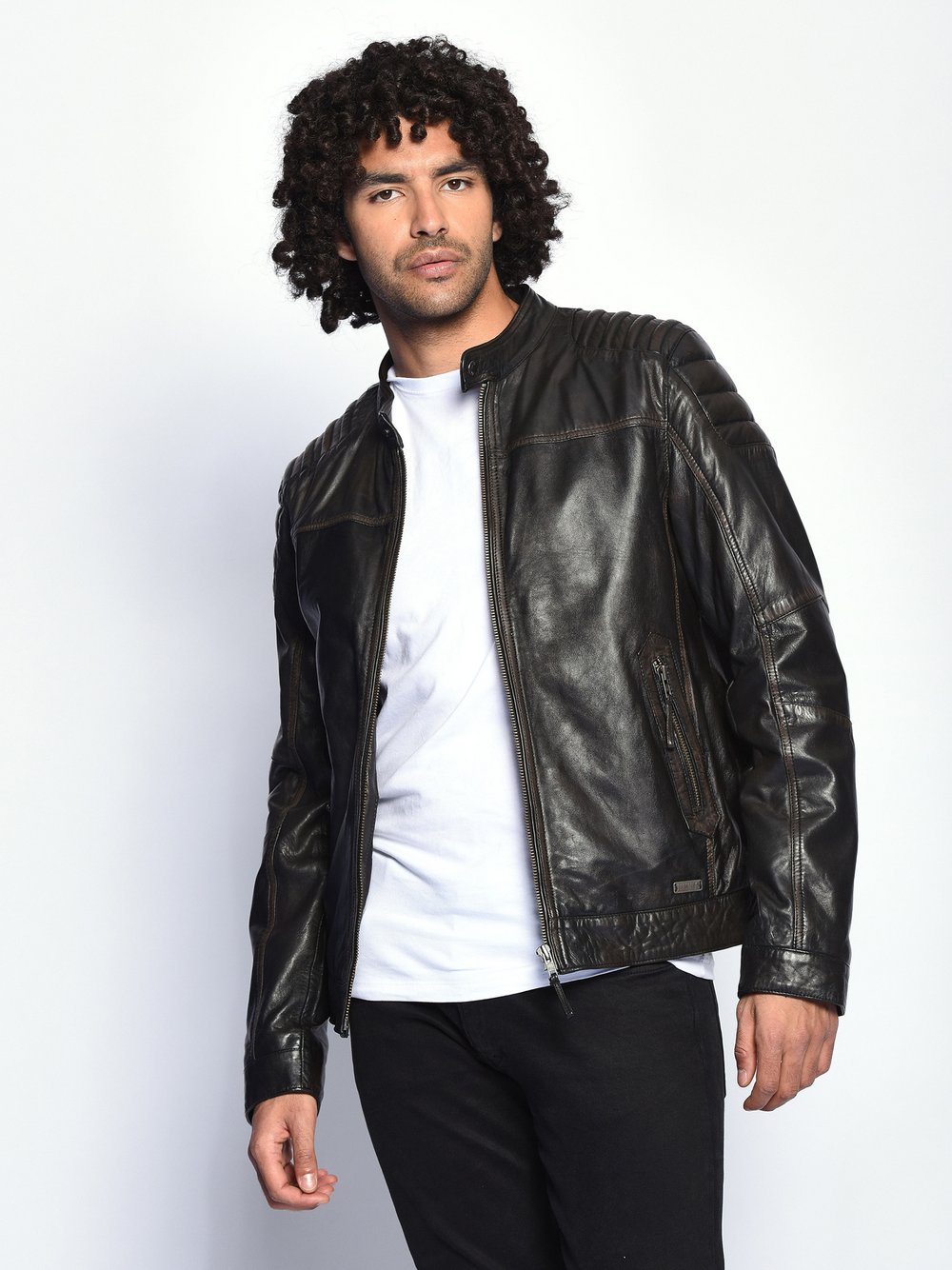 Thumbnail - Mustang Lederjacke Herren braun, S