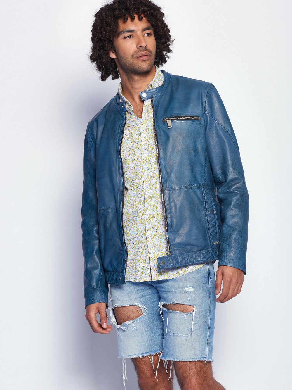 Maze Lederjacke Herren blau, M