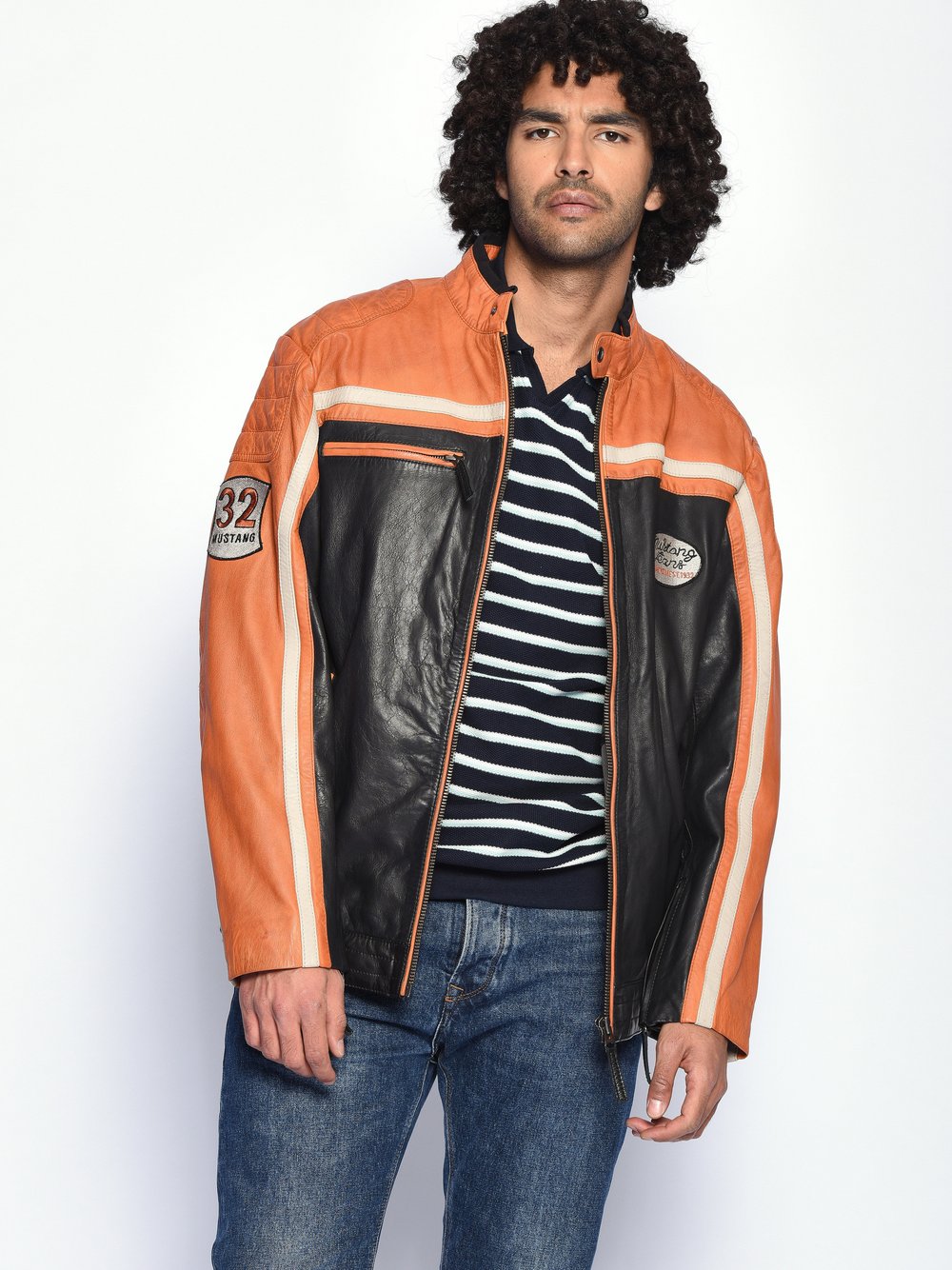 Thumbnail - Mustang Lederjacke Herren mehrfarbig, 62