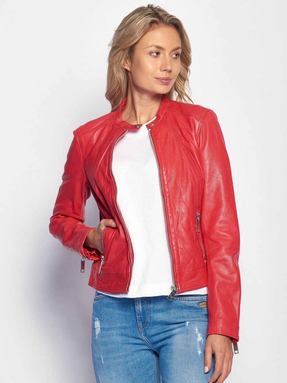 Maze Lederjacke Damen rot, S