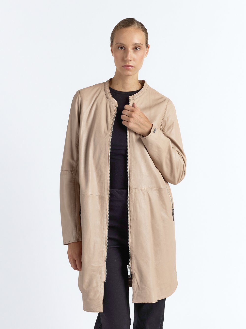 Thumbnail - Maze Ledermantel Damen beige, M