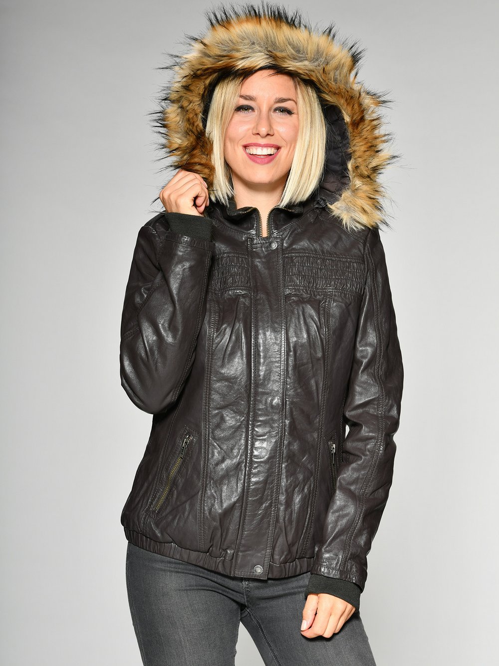 Mustang Lederjacke Damen braun, S