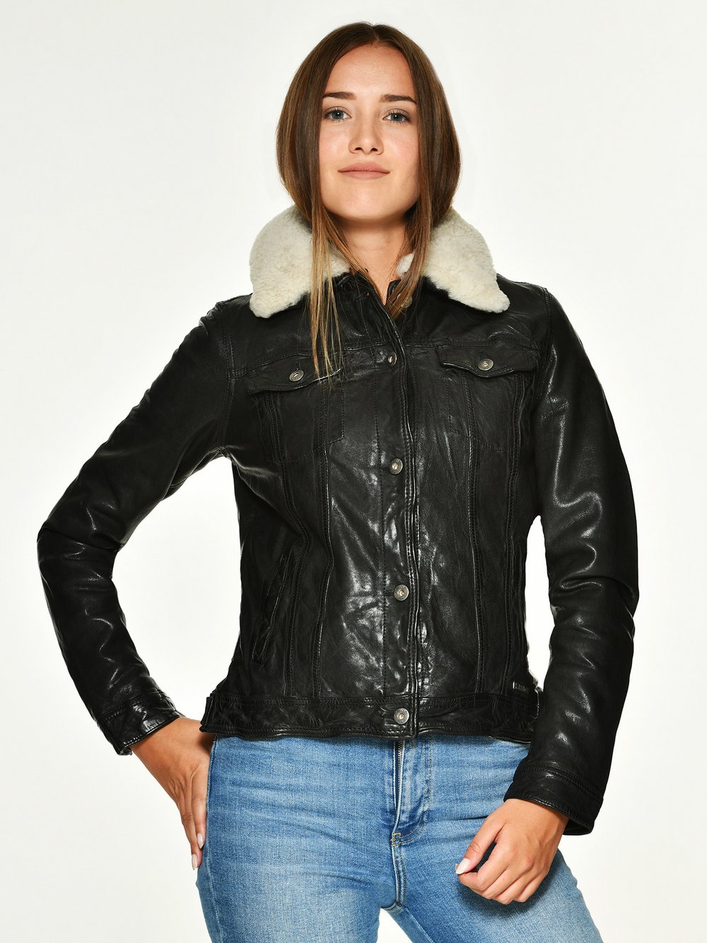 Mustang Lederjacke Damen schwarz, M