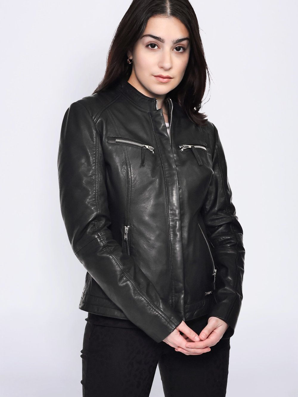 Mustang Lederjacke Damen schwarz, XXL