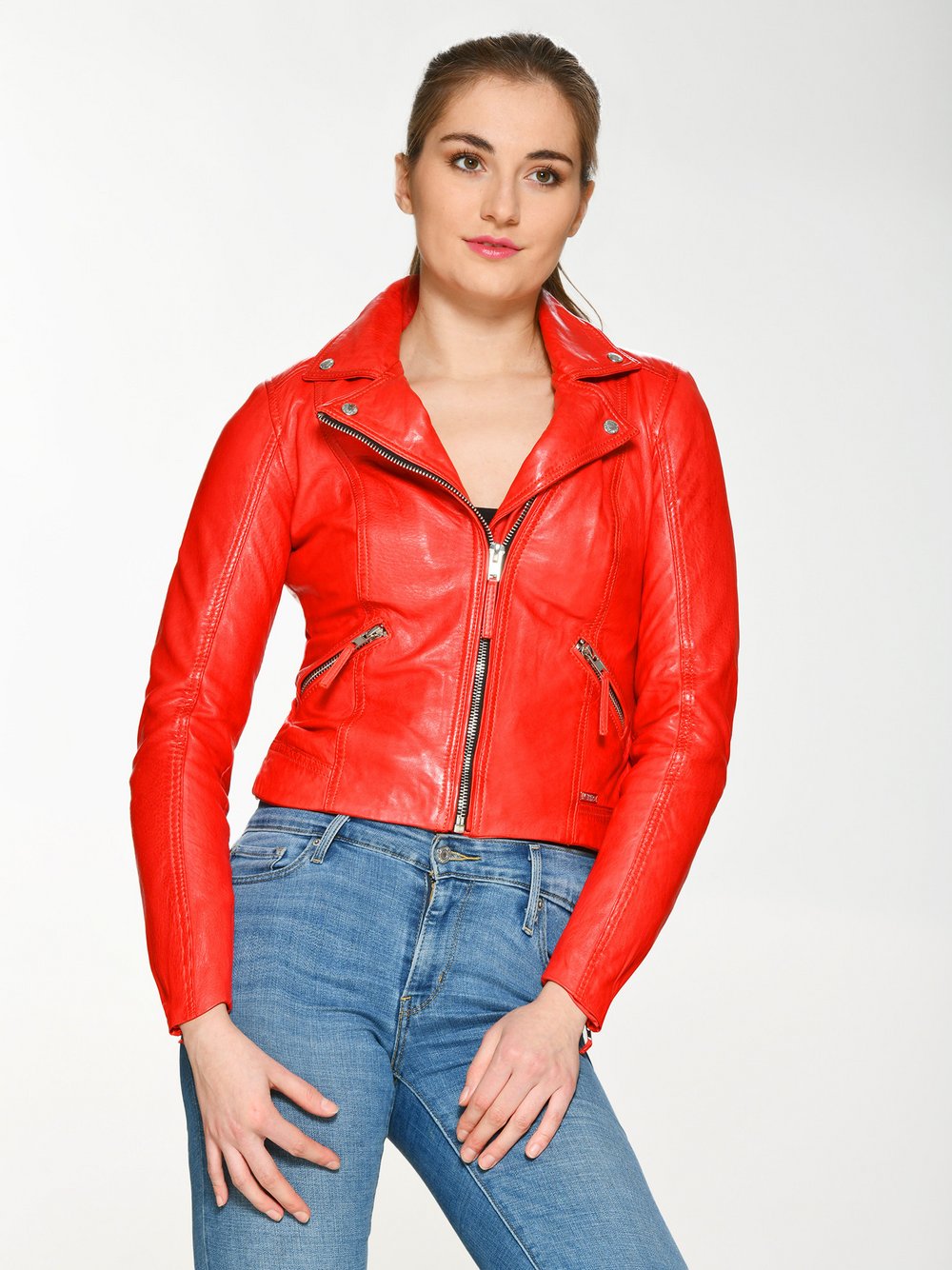 Thumbnail - Mustang Lederjacke Damen rot, S