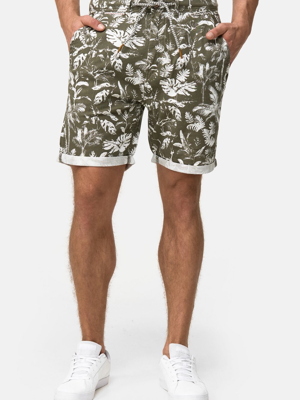 Indicode Shorts Leinen Herren grün, M