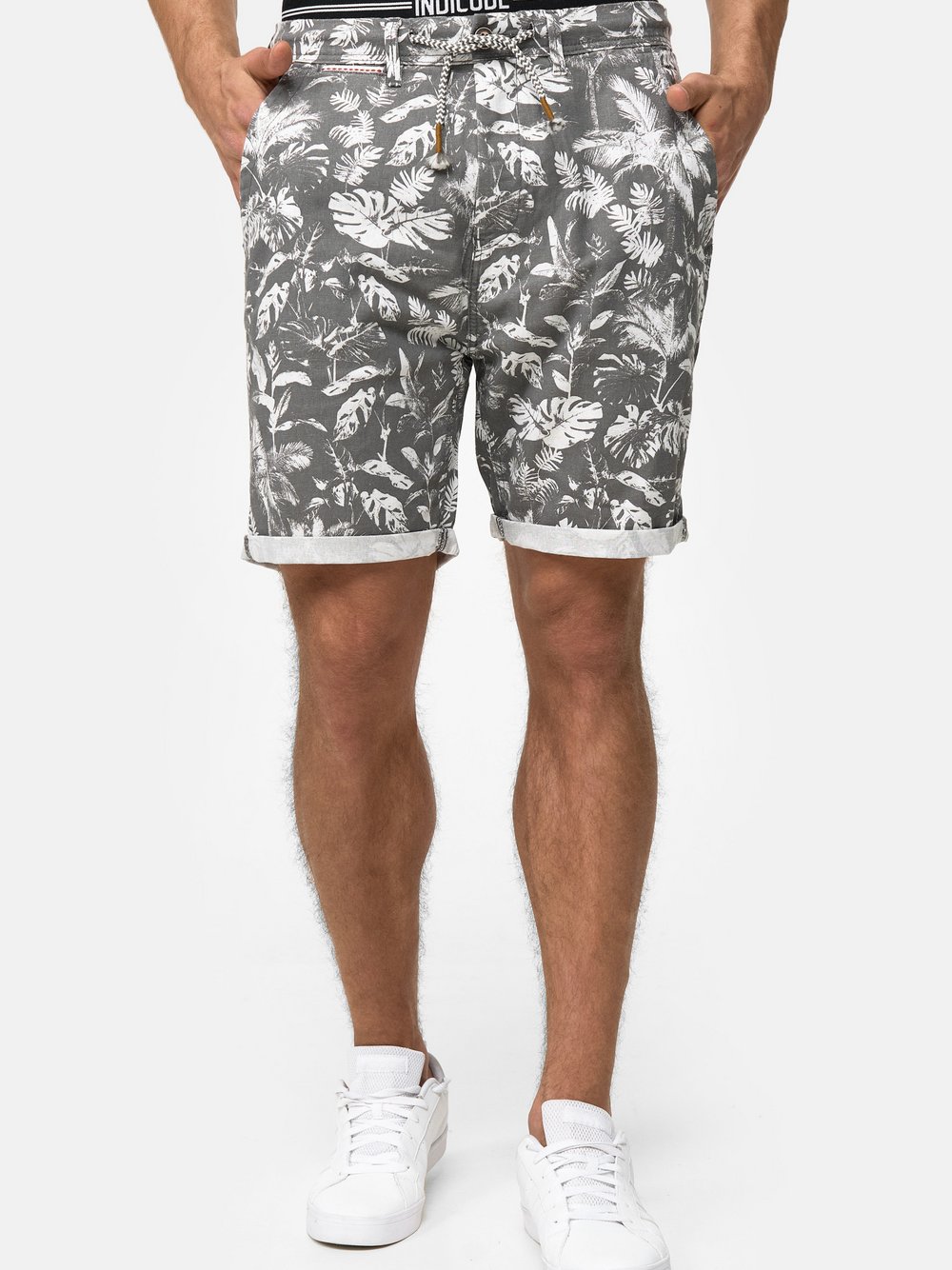 Indicode Shorts Leinen Herren grau, M