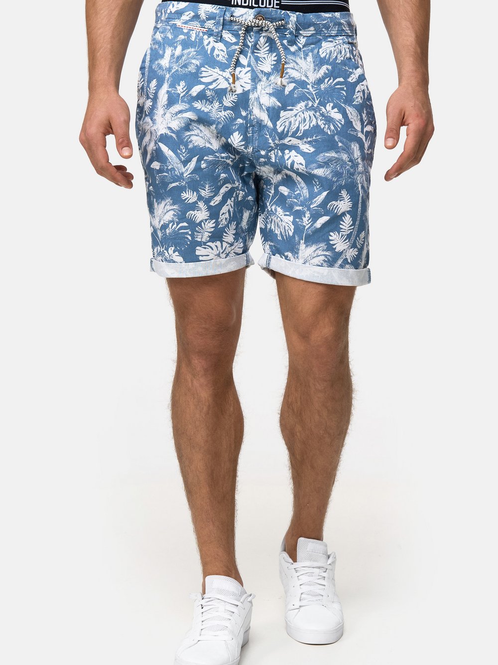 Indicode Shorts Leinen Herren blau, L