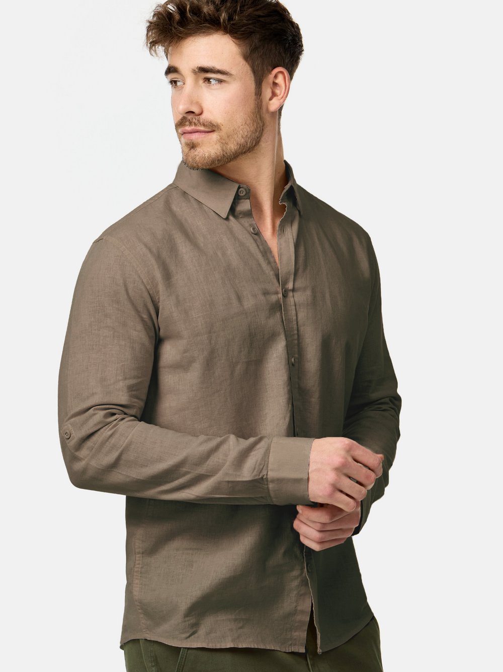 Indicode Hemd Langarm Herren Regular Fit Leinen beige, XXL