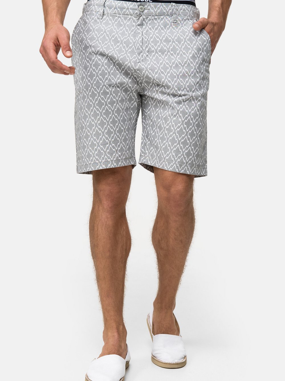 Indicode Shorts Leinen Herren grau, L