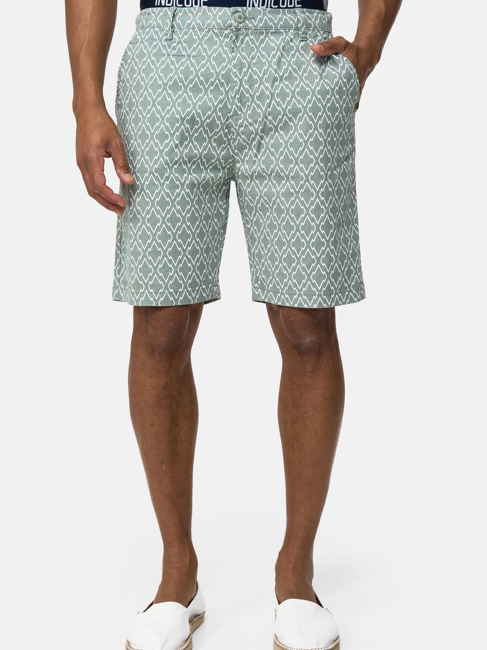 Indicode Shorts Leinen Herren grün, M