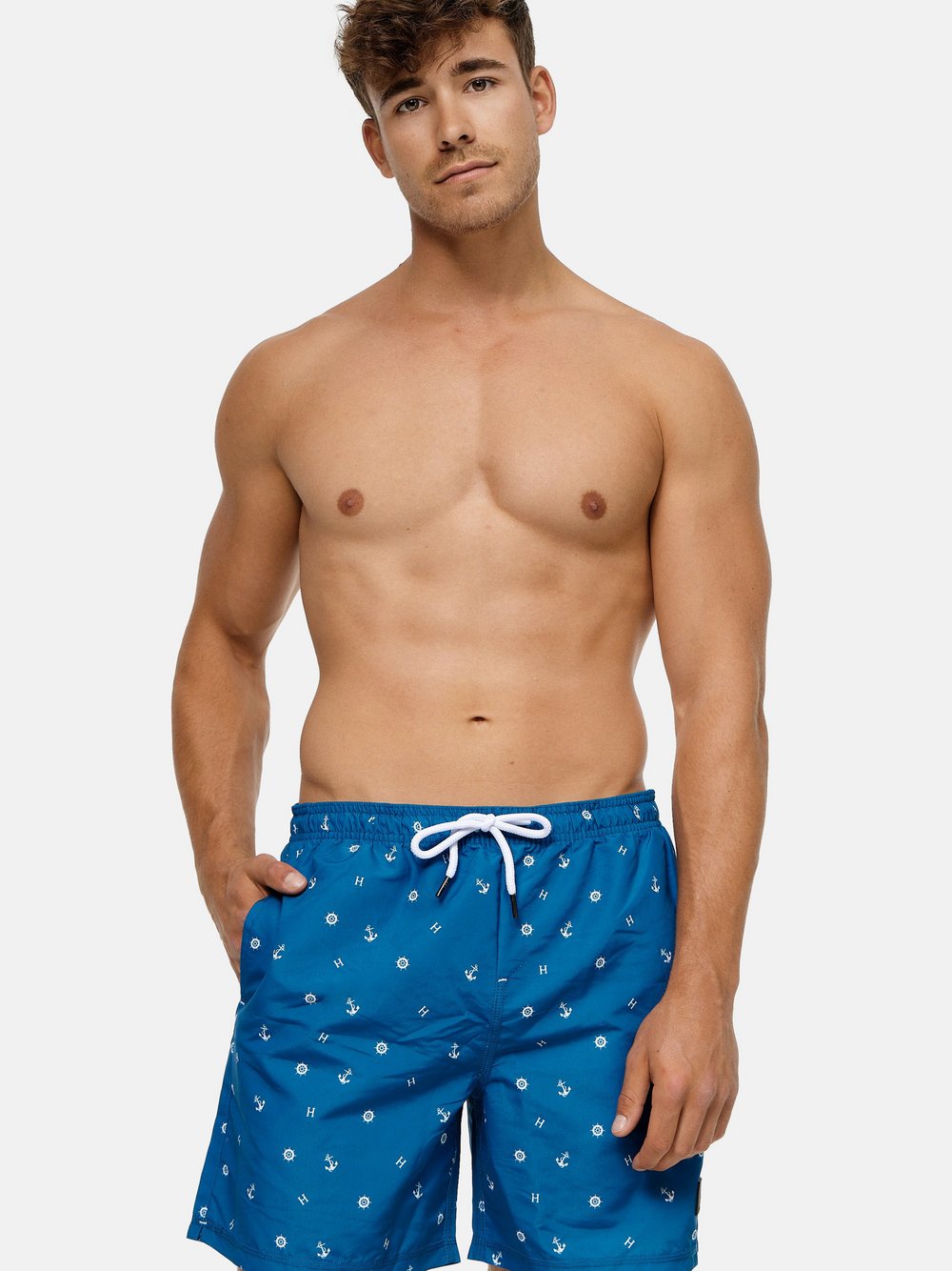 Indicode Badehose Herren blau gemustert, S