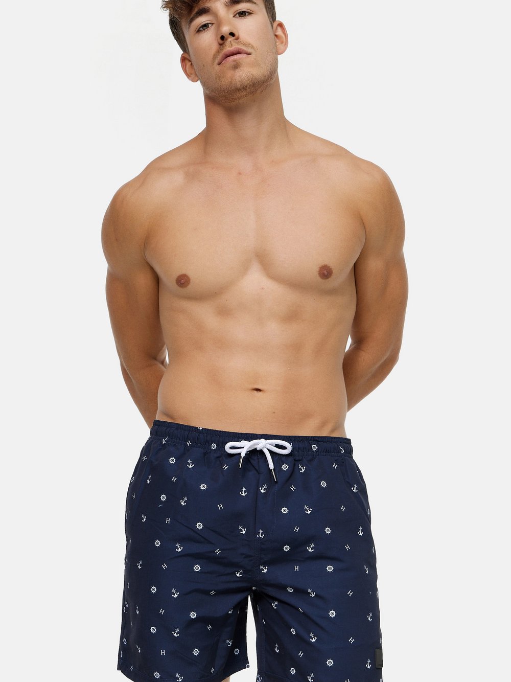 Indicode Badehose Herren blau gemustert, M