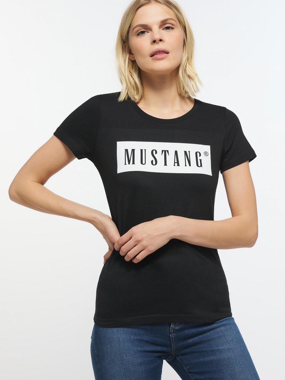 Mustang T-Shirt Damen Baumwolle schwarz, L