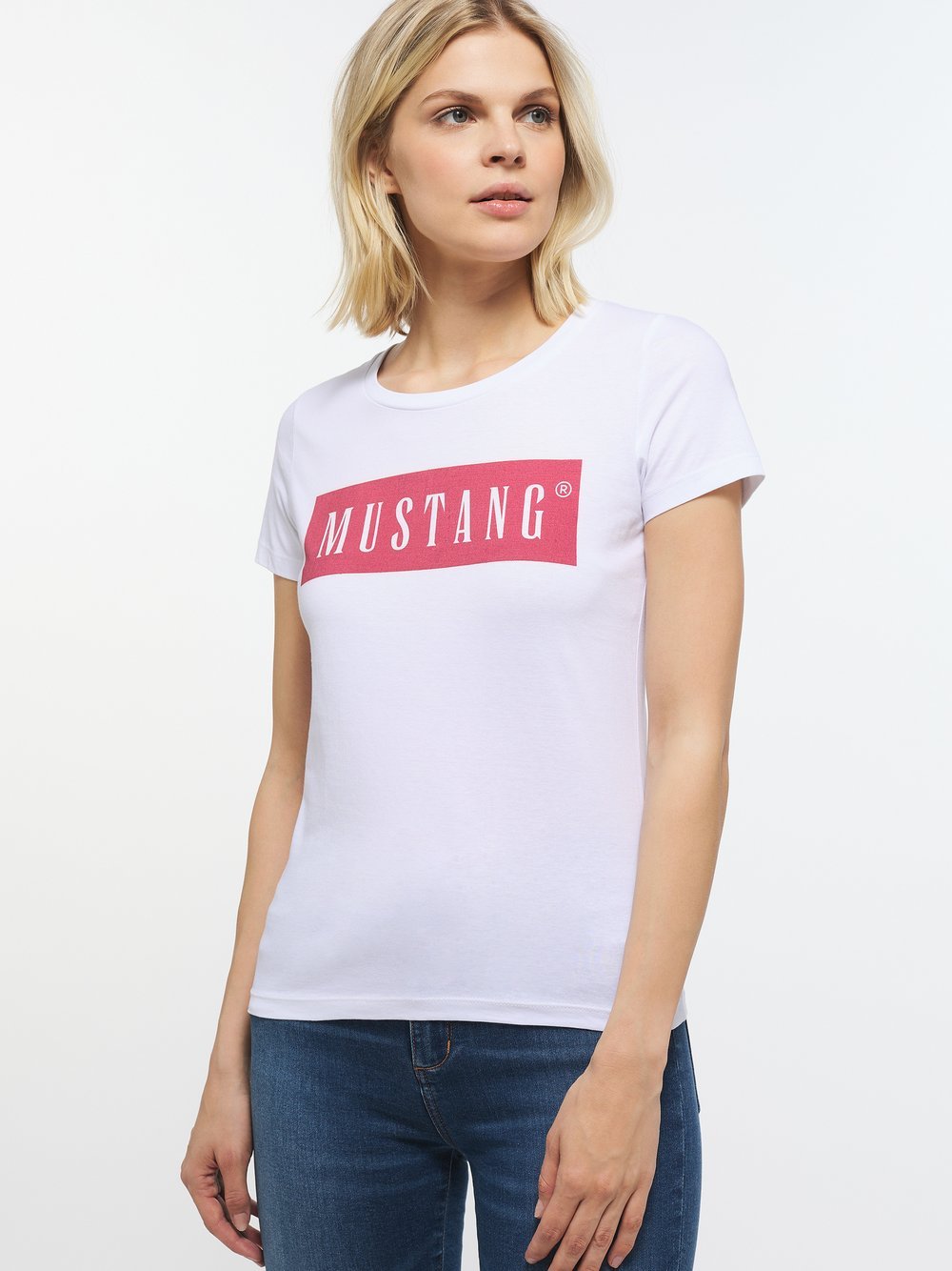 Mustang T-Shirt Damen Baumwolle weiß, XL