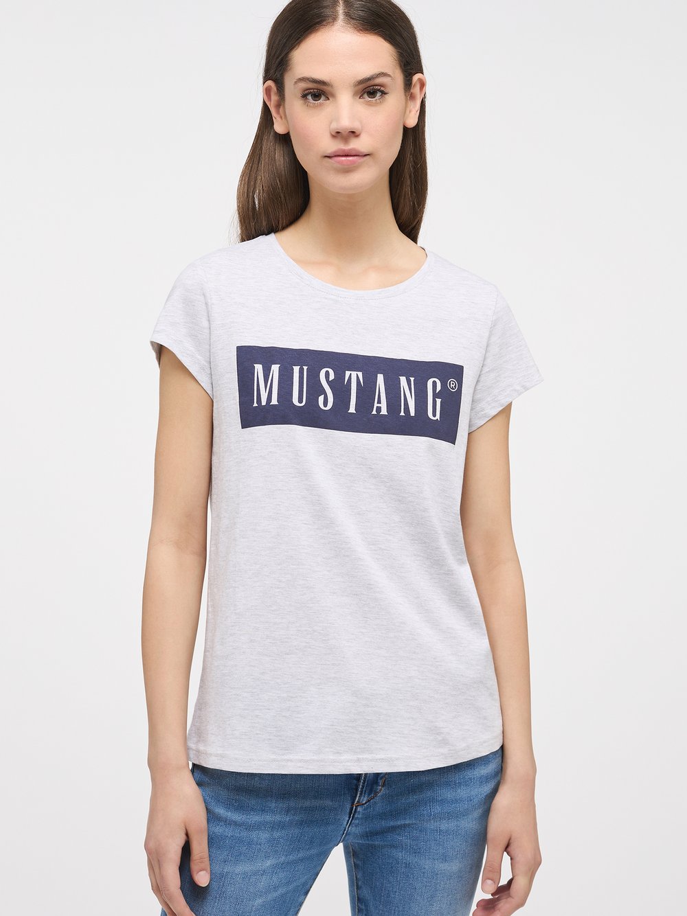 Mustang T-Shirt Damen Baumwolle grau, L