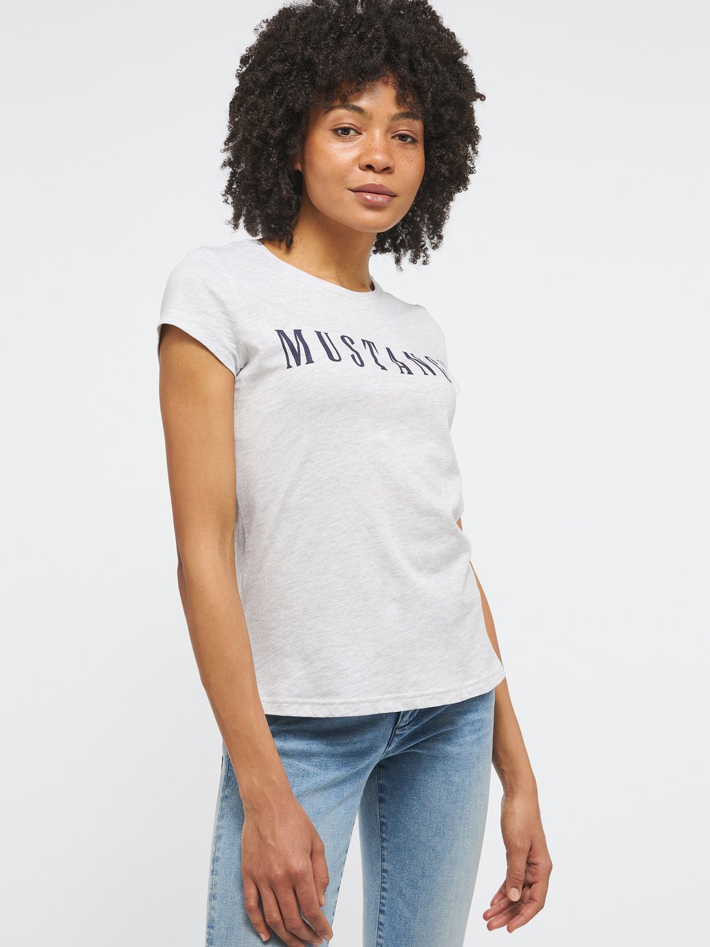 Mustang T-Shirt Damen Baumwolle grau bedruckt, XXXXL