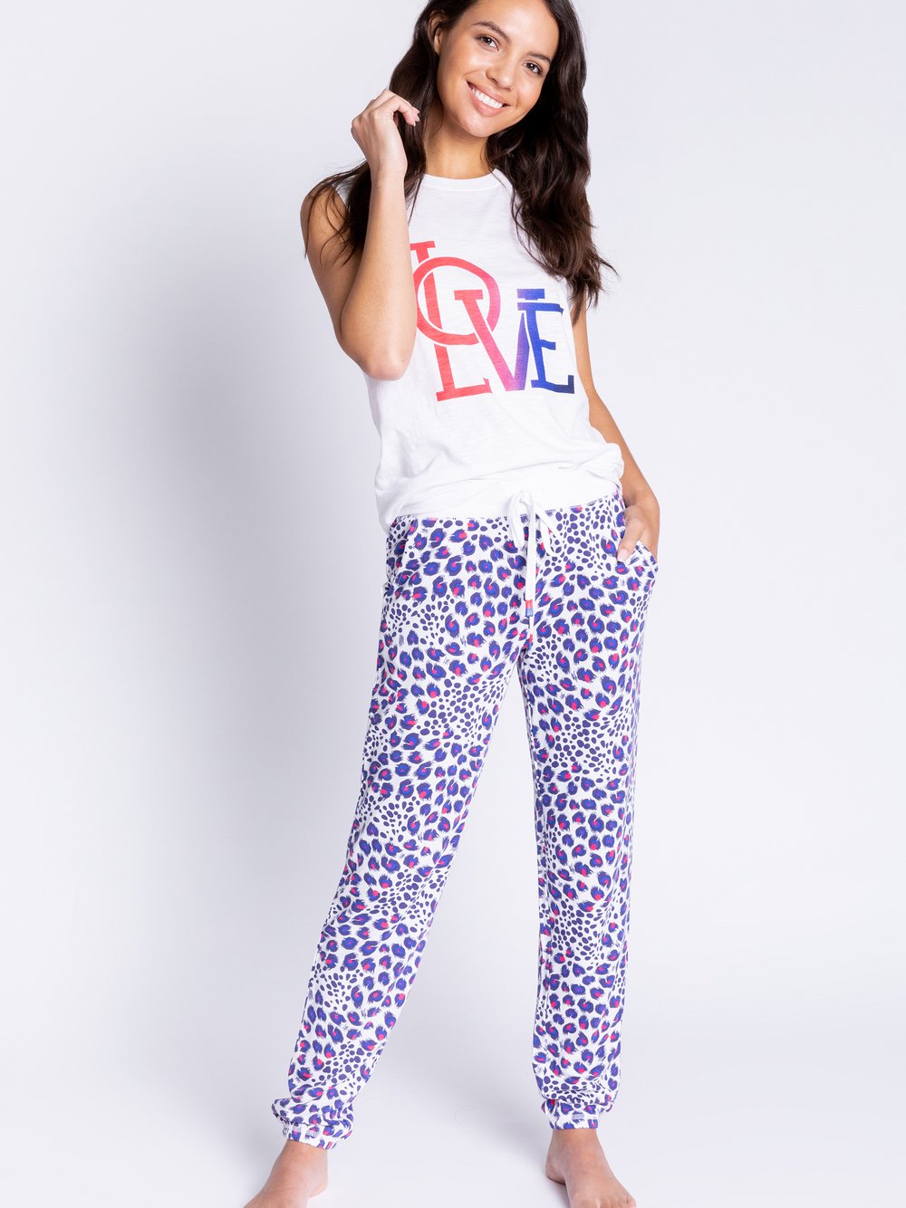 Thumbnail - PJ Salvage Pyjamahose  Damen weiß bedruckt, L