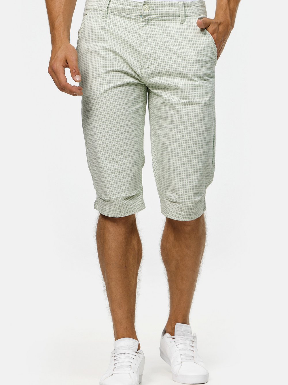 Indicode Shorts Chino Herren Baumwolle grün kariert, S