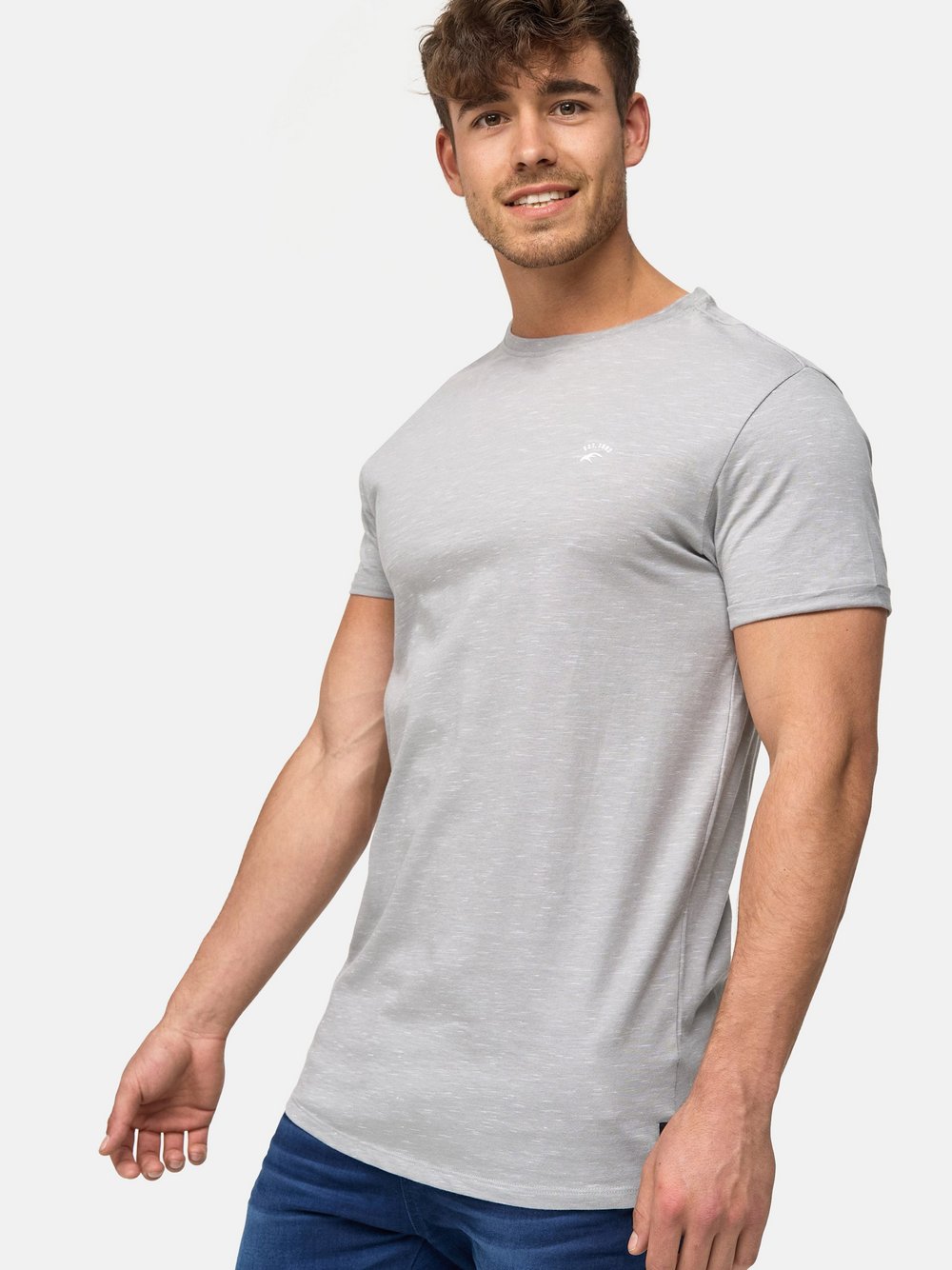 Indicode T-Shirt Herren Baumwolle grau, S