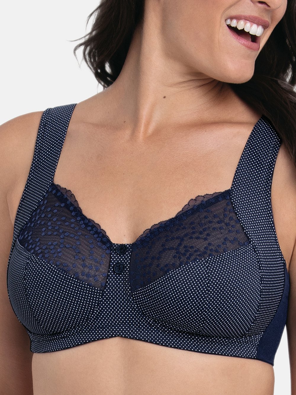 Anita Entlastungs BH ohne Bügel Damen blau gepunktet, 90F