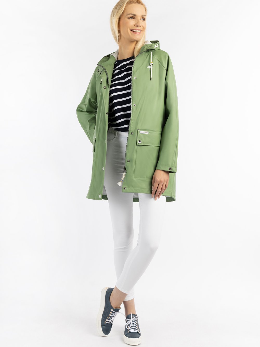 Schmuddelwedda Oversized Regenmantel Damen grün, M/L