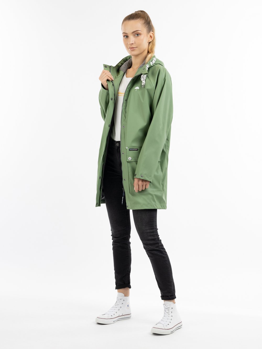 Schmuddelwedda Oversized Regenmantel Damen grün, XL/XXL