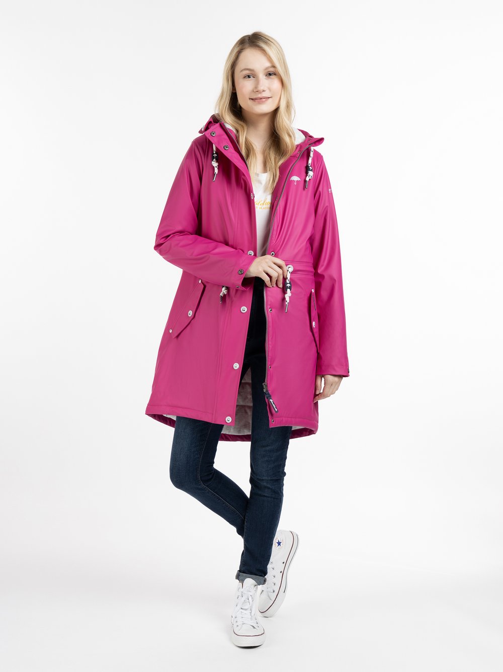 Schmuddelwedda Wattierter Regenmantel Damen pink, L