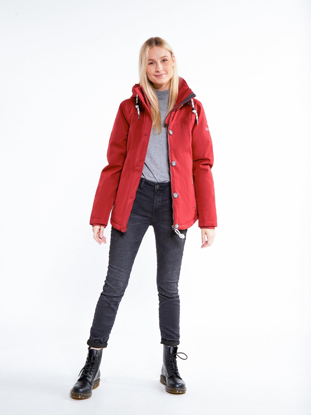 Schmuddelwedda Wattierte Winterjacke Damen rot, L