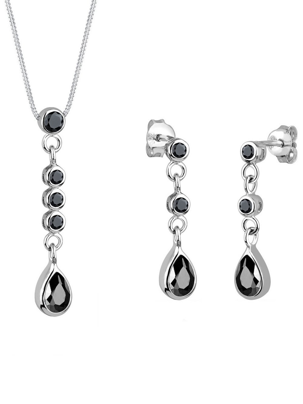 Elli Schmuckset Damen Sterlingsilber schwarz, 45