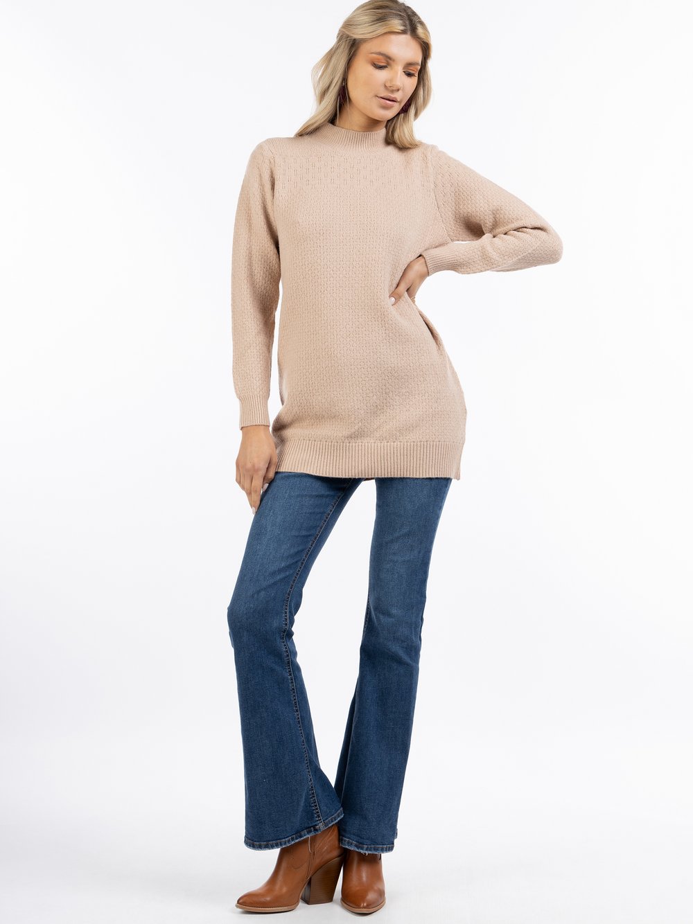 Usha Strick Pullover Damen Polyamid beige gemustert, M/L