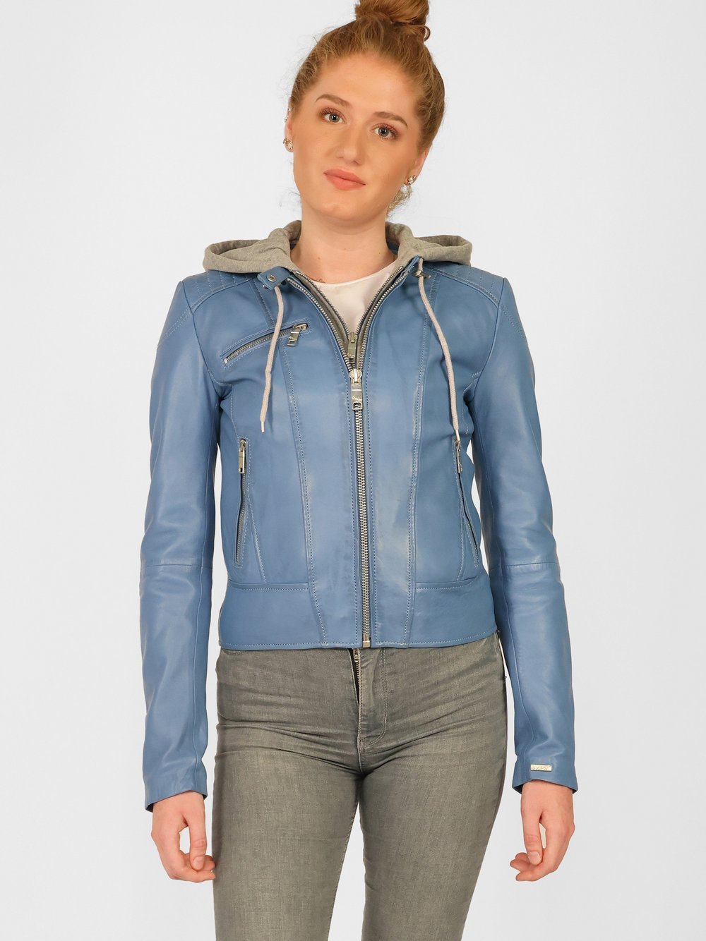 Maze Lederjacke Damen blau, XXXL