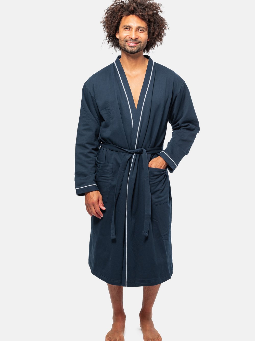 Ammann Morgenmantel Herren blau, L