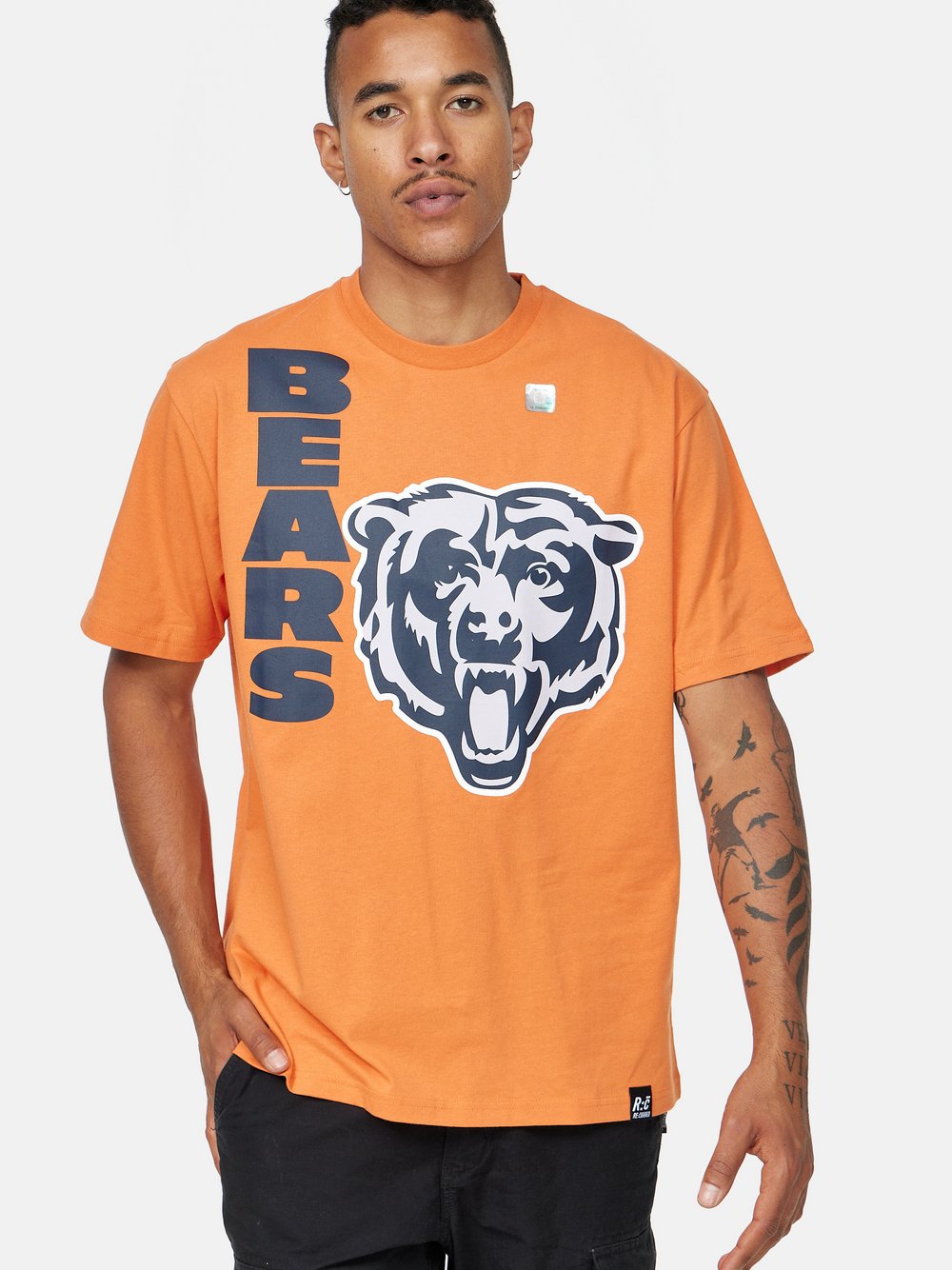 Recovered T-Shirt Herren Baumwolle orange bedruckt, M