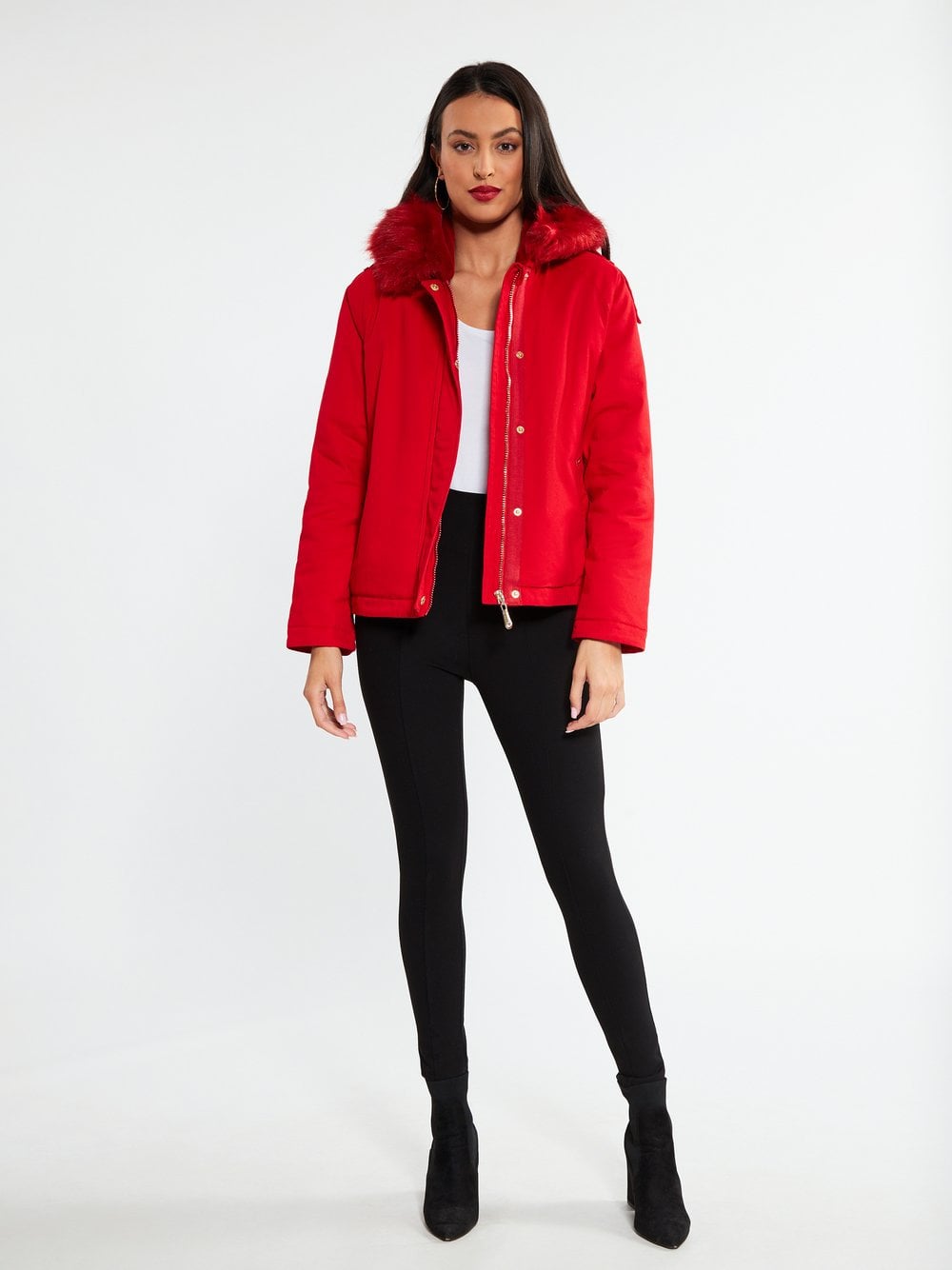 Faina Winterjacke Damen Baumwolle rot, L