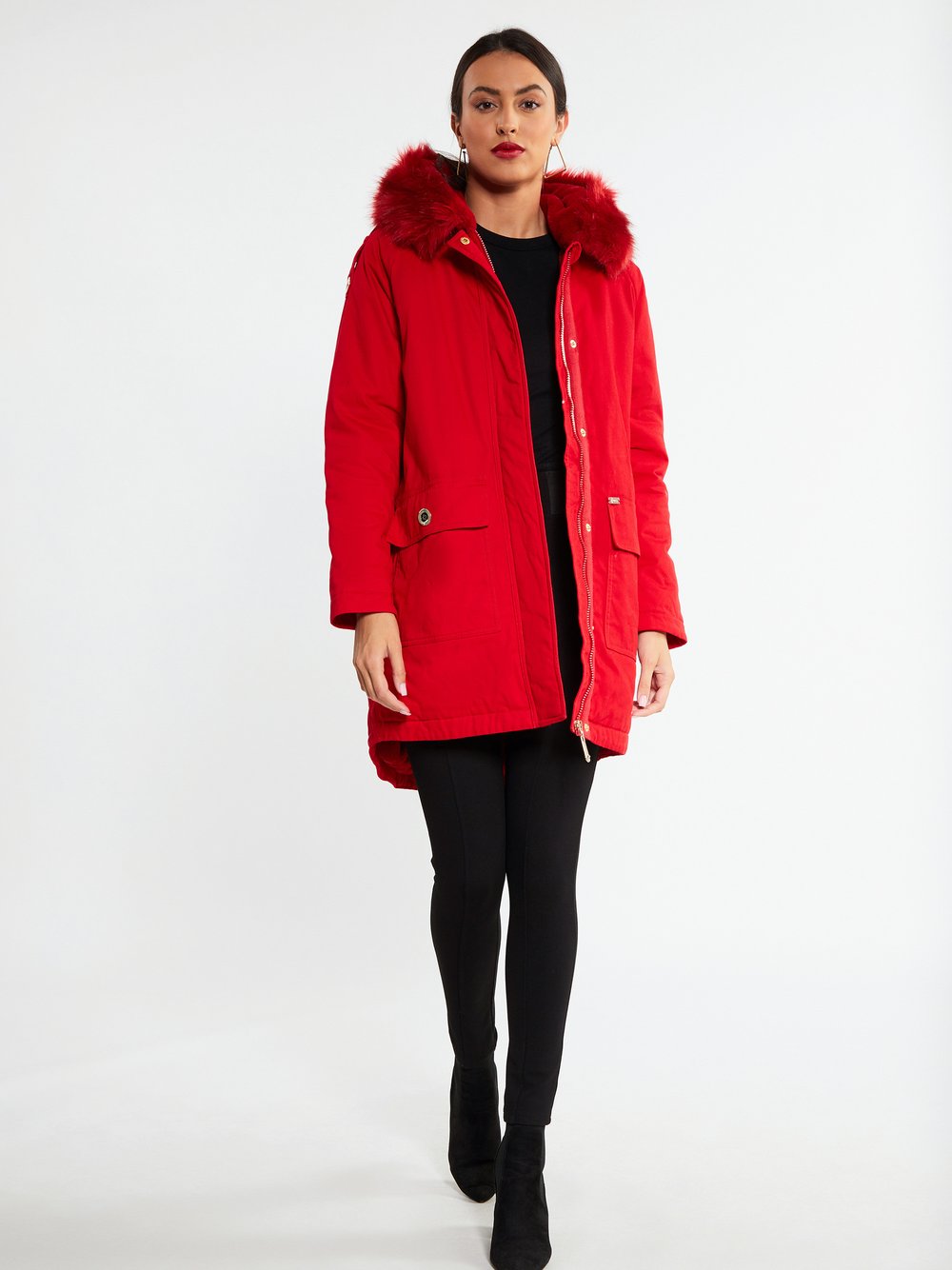 Faina Winterparka Damen Baumwolle rot, XXL