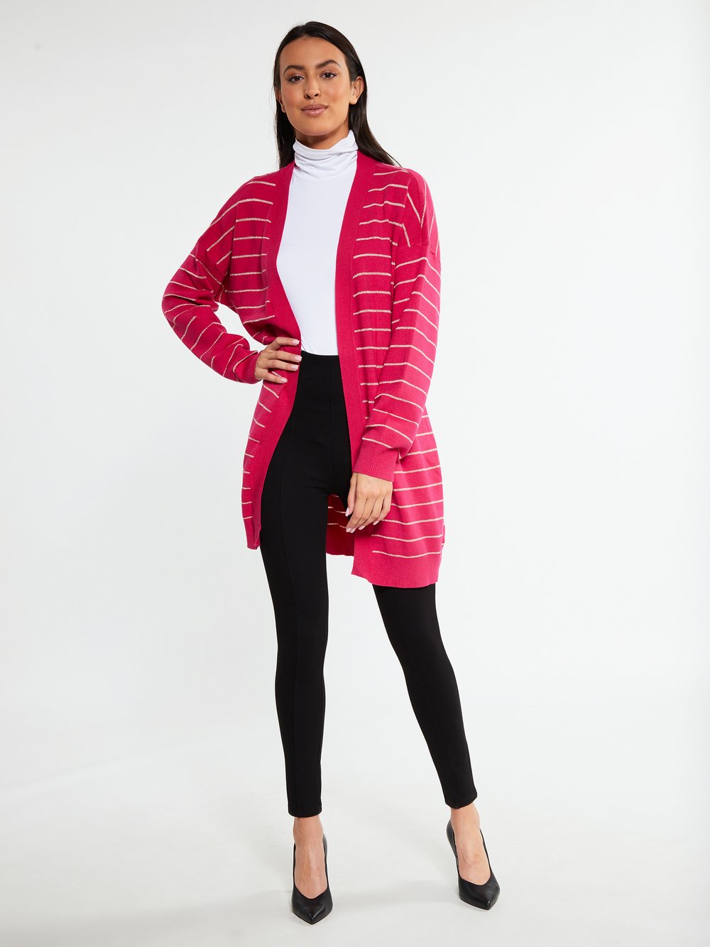 Faina Cardigan Damen pink gestreift, M/L