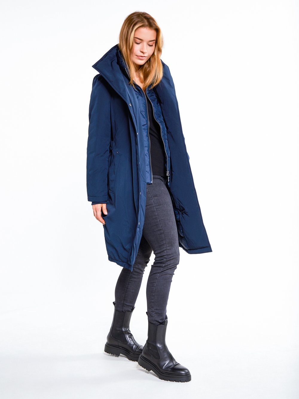 Dreimaster Wintermantel Damen blau, XL