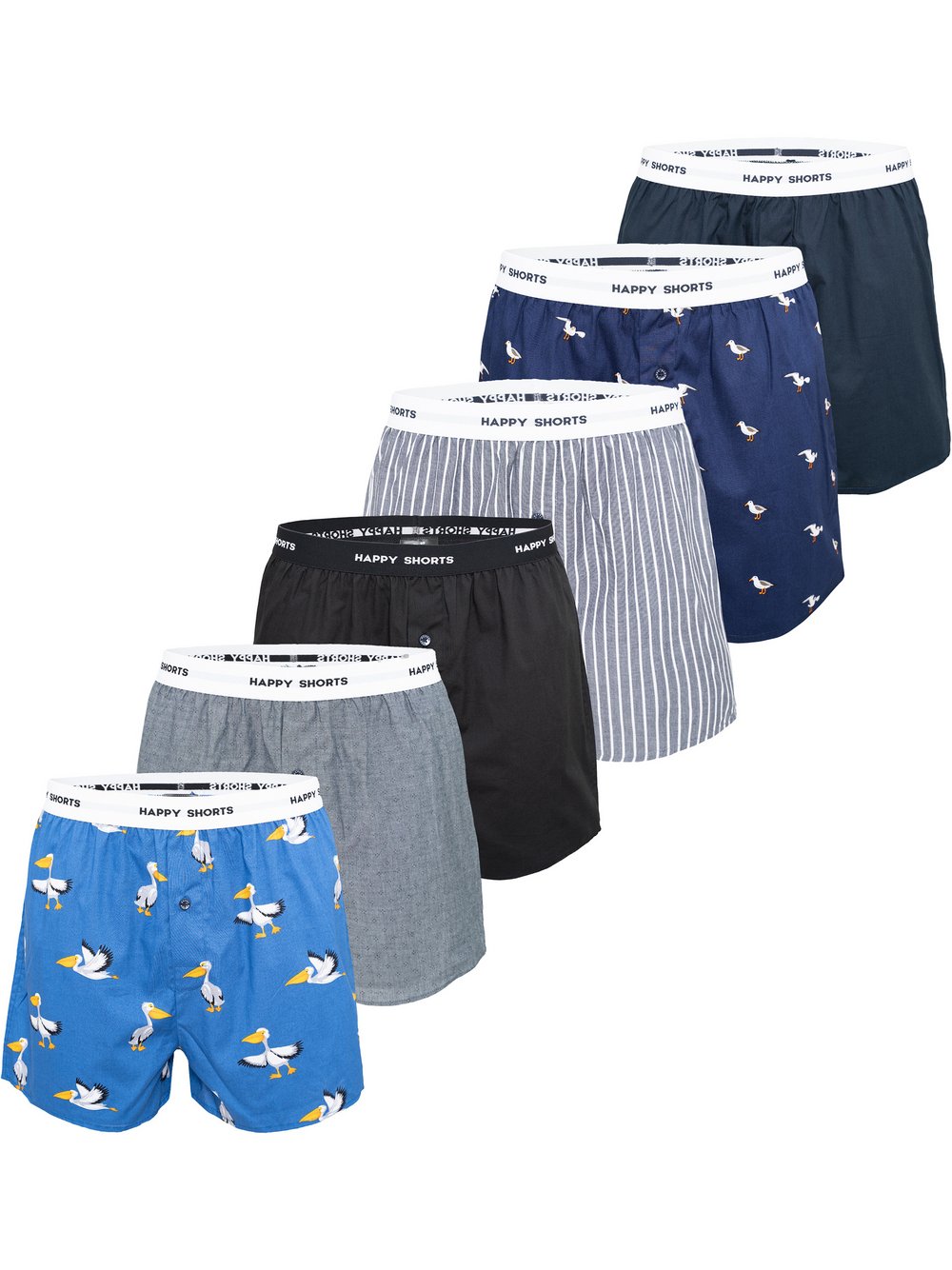 HAPPY SHORTS Boxer  Herren Baumwolle mehrfarbig bedruckt, XL