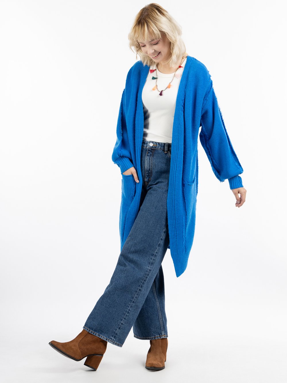 IZIA Long Cardigan Damen blau, M/L