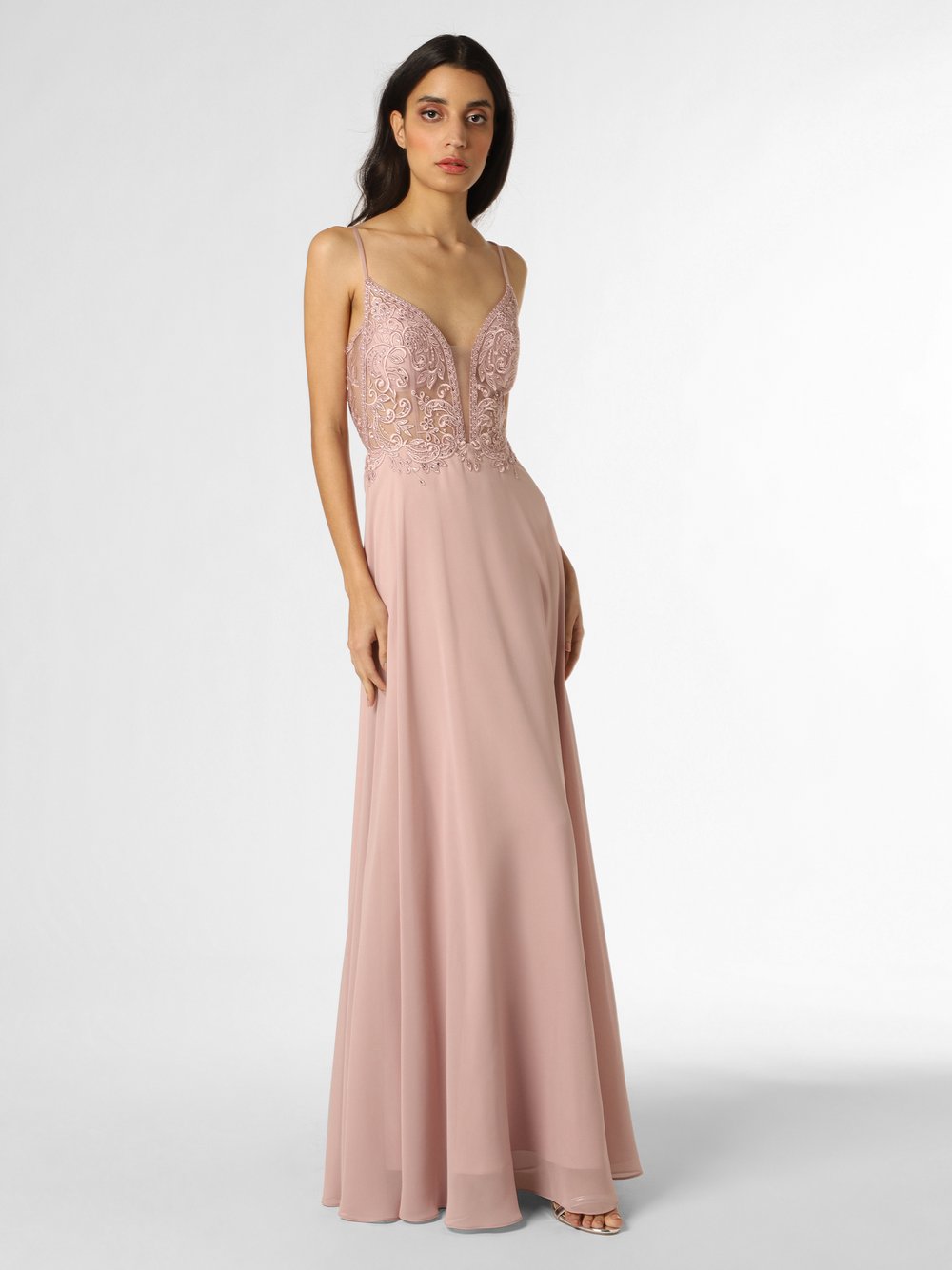 Obraz przedstawiający Luxuar Fashion Damska sukienka wieczorowa Kobiety Koronka różowy jednolity, 38