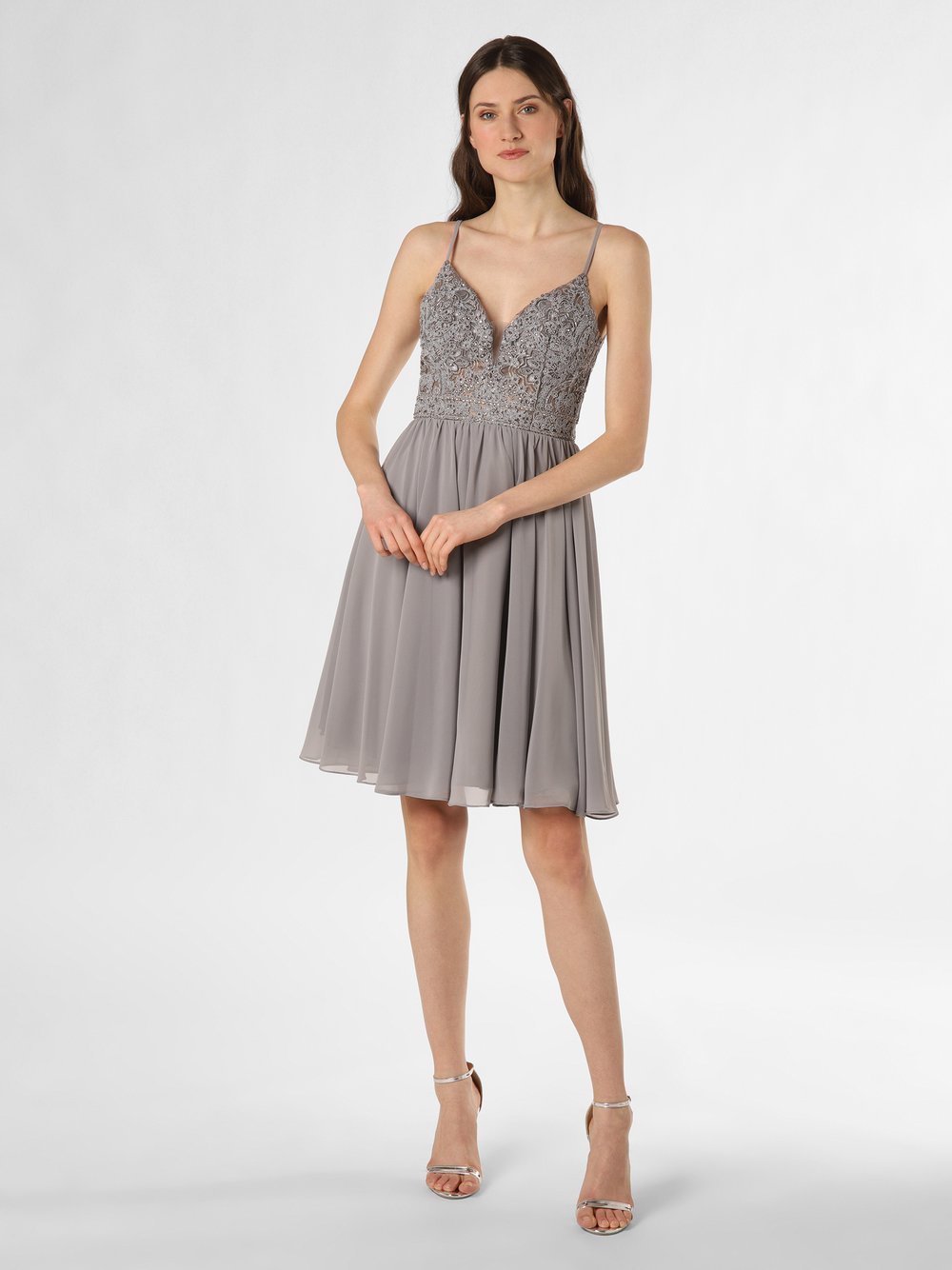 Obraz przedstawiający Luxuar Fashion Damska sukienka wieczorowa Kobiety Szyfon szary jednolity, 36