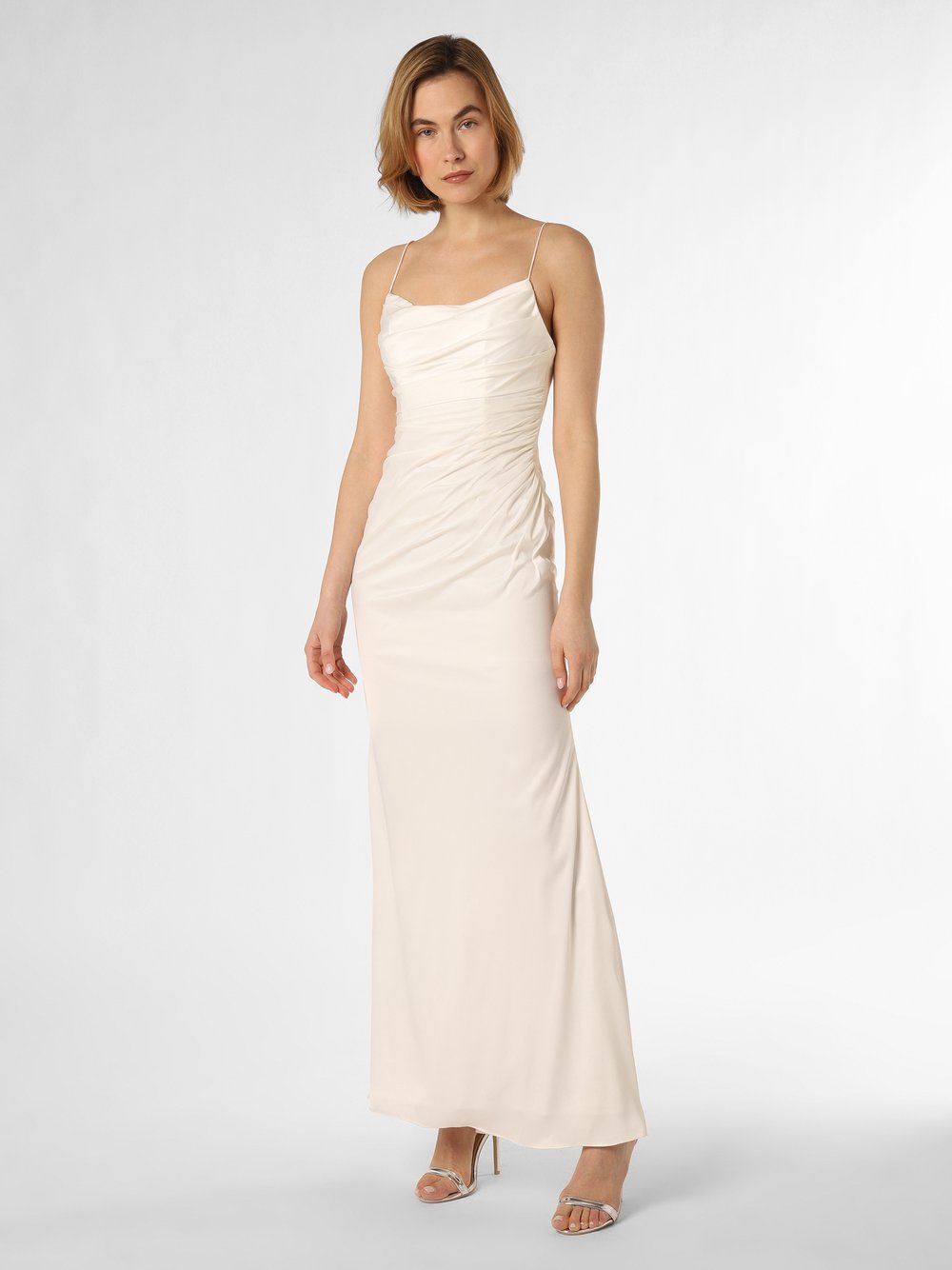 Obraz przedstawiający Luxuar Fashion Damska sukienka wieczorowa Kobiety Satyna biały jednolity, 34
