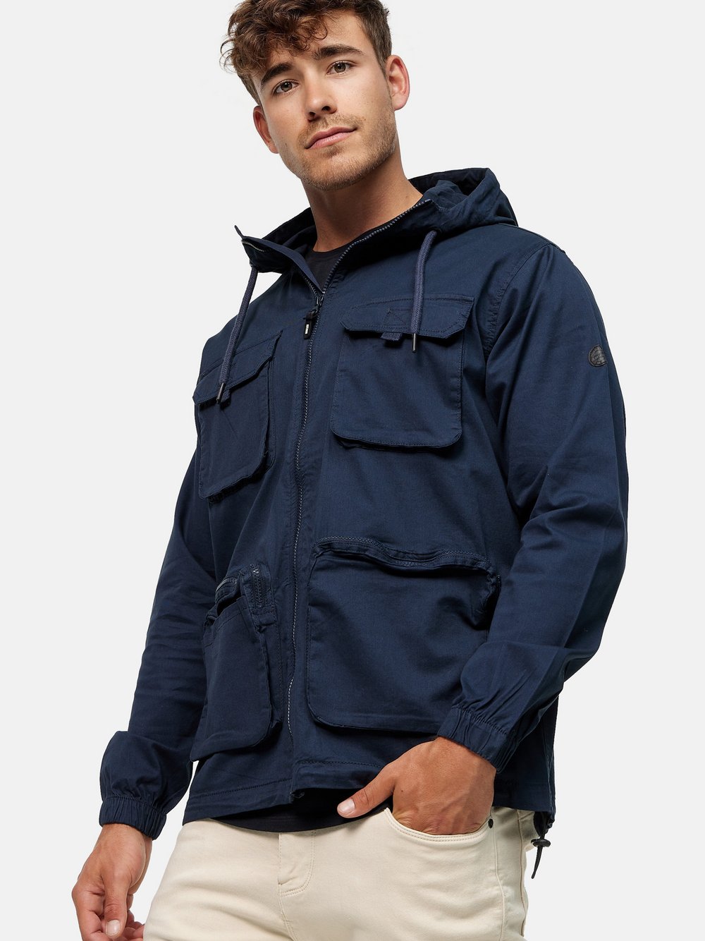 Indicode Übergangsjacke Herren Baumwolle blau, M