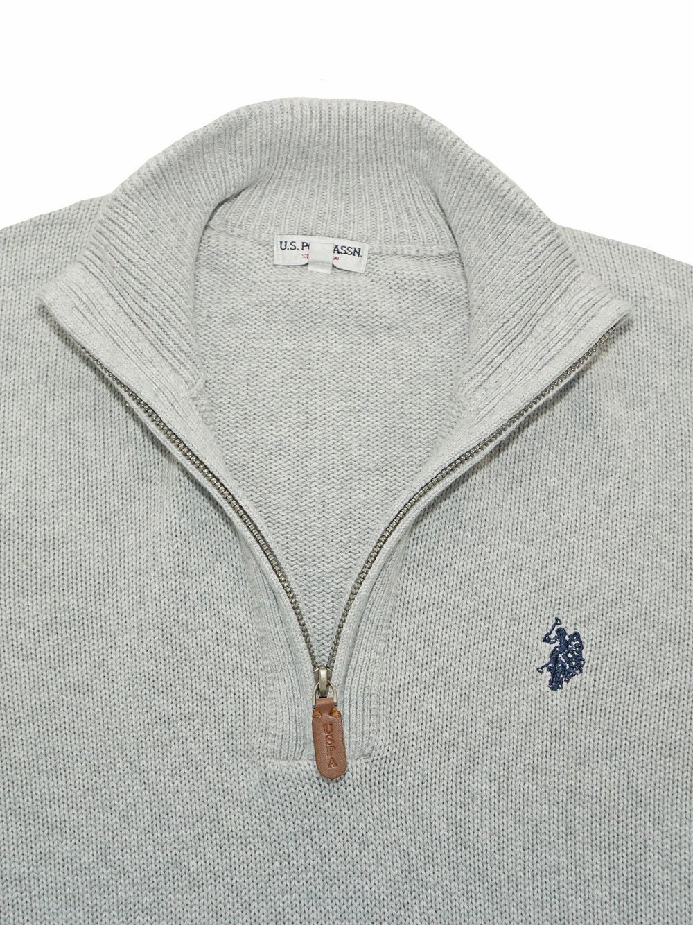 U.S. Polo Assn. Troyer Half Zip Herren Baumwolle grau, L