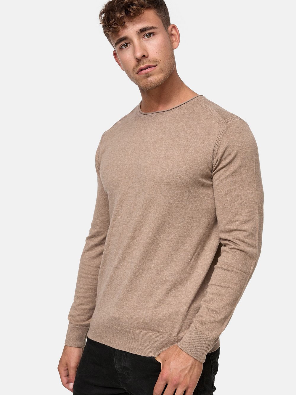 Indicode Strickpullover Herren Jersey beige, L