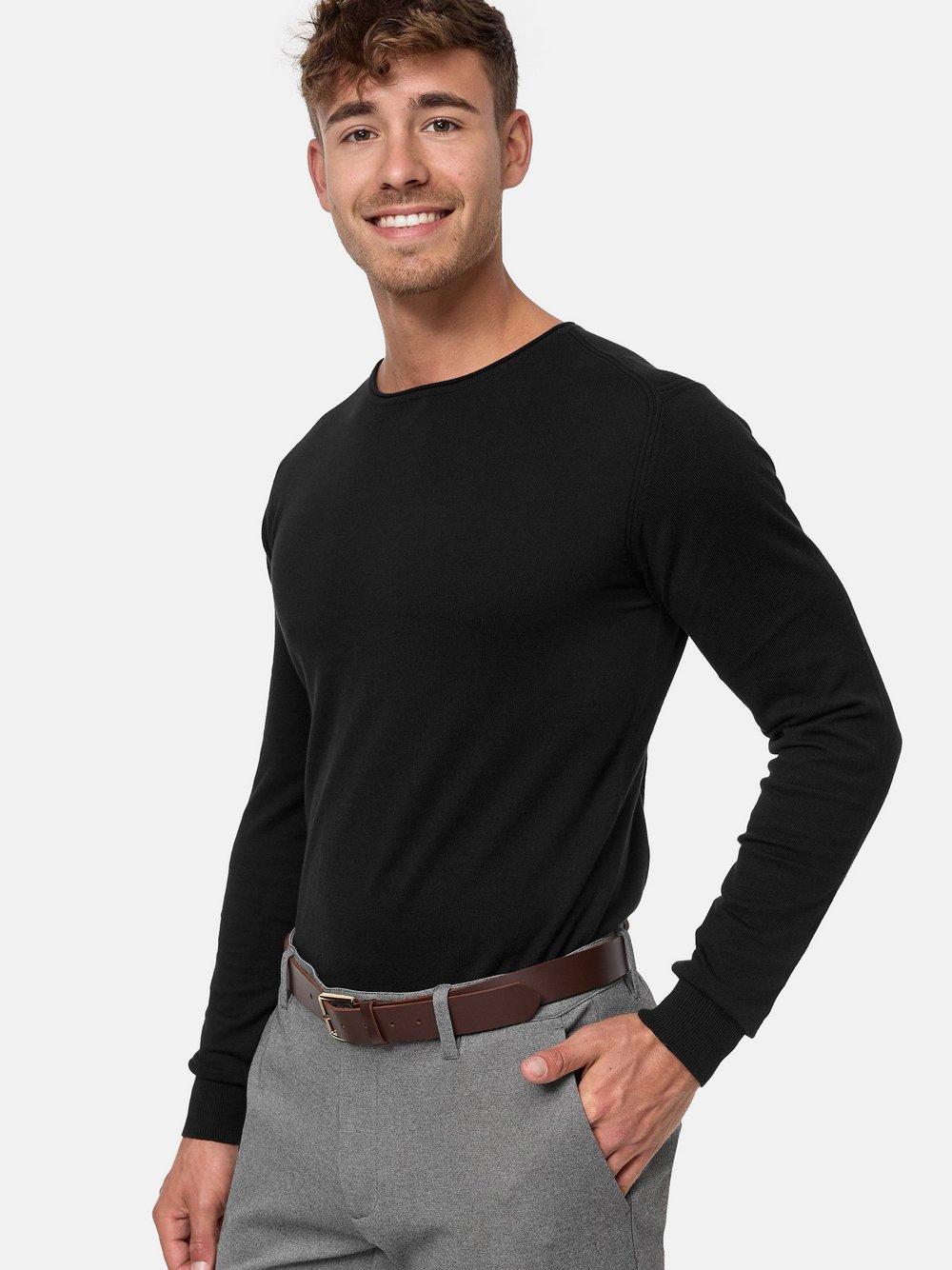 Indicode Strickpullover Herren Jersey schwarz, S