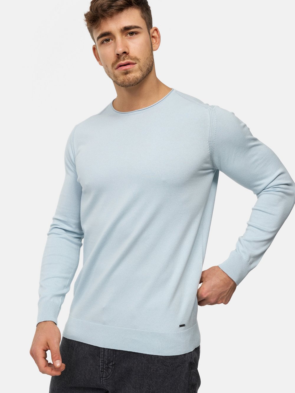 Indicode Strickpullover Herren Jersey blau, L